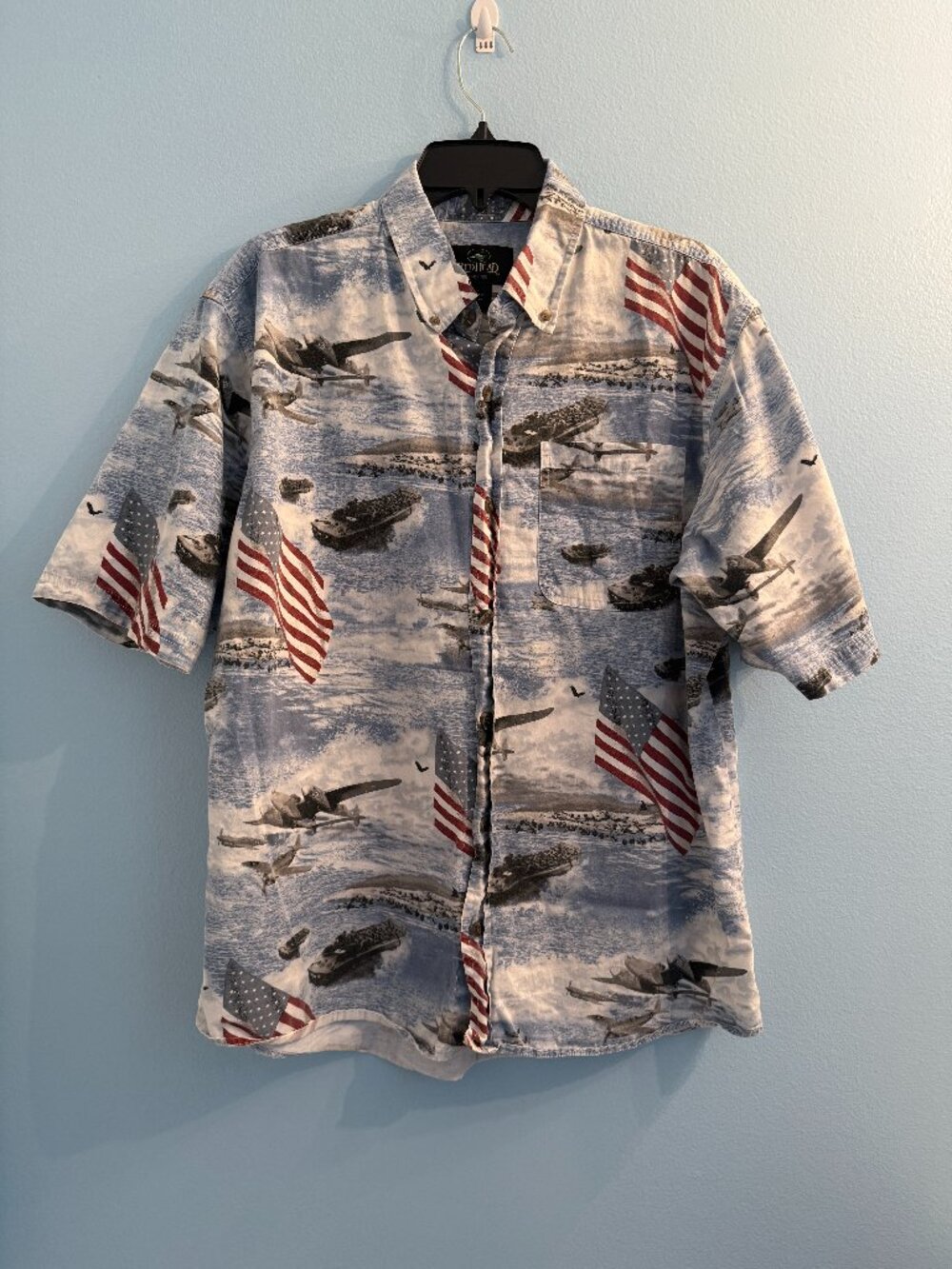 RedHead Military Patriotic USA Cotton Camo Men's Shirt L